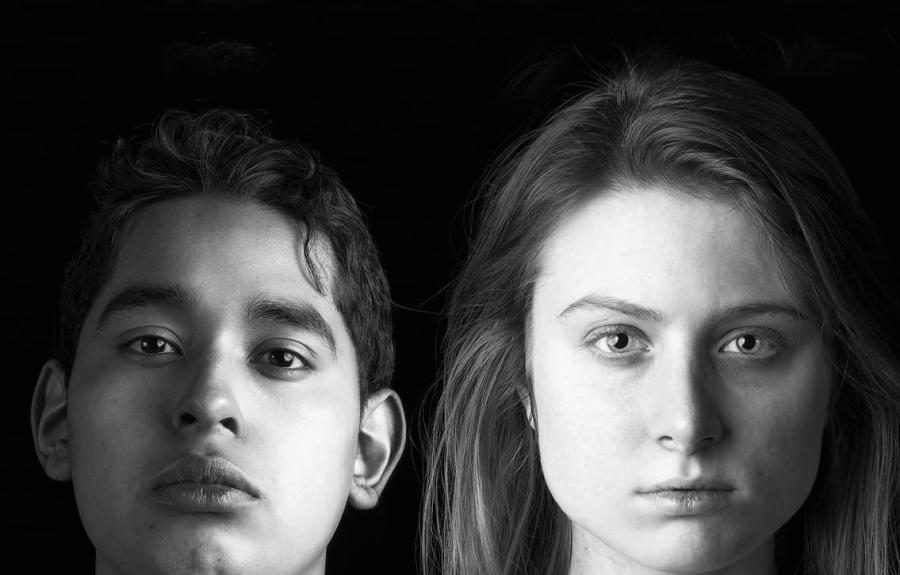Irving Torres &#039;18 and Molly Karr &#039;18 in black and white