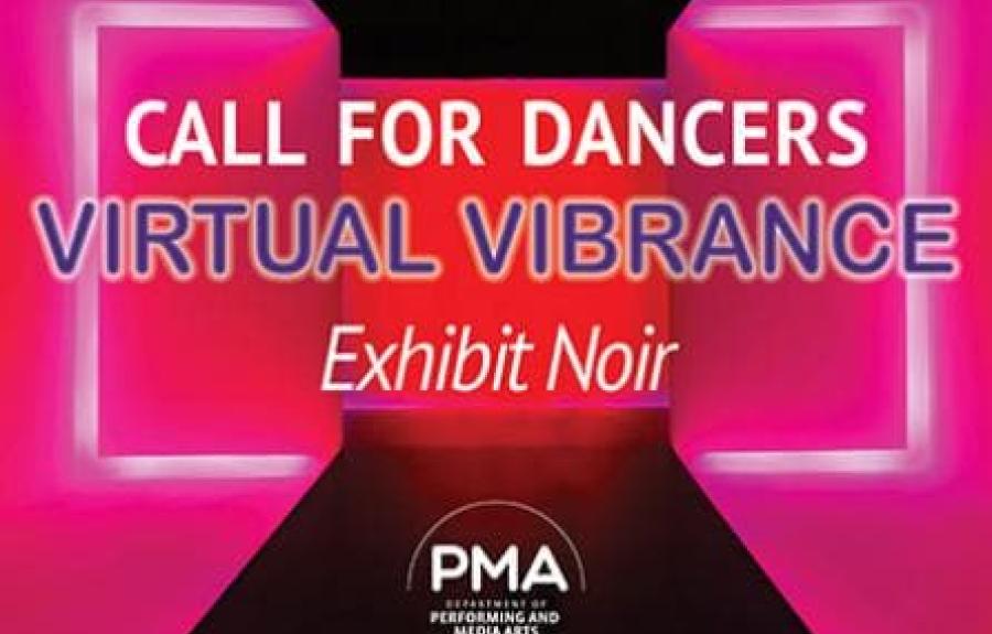 Virtual Vibrance Exhibit Noir on a black and neon pink laser background