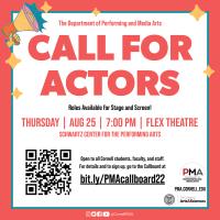 Flyer for PMA's Call for Actors - Fall 2022