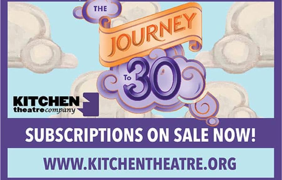 Kitchen Theatre The Journey to 30 on background of clouds