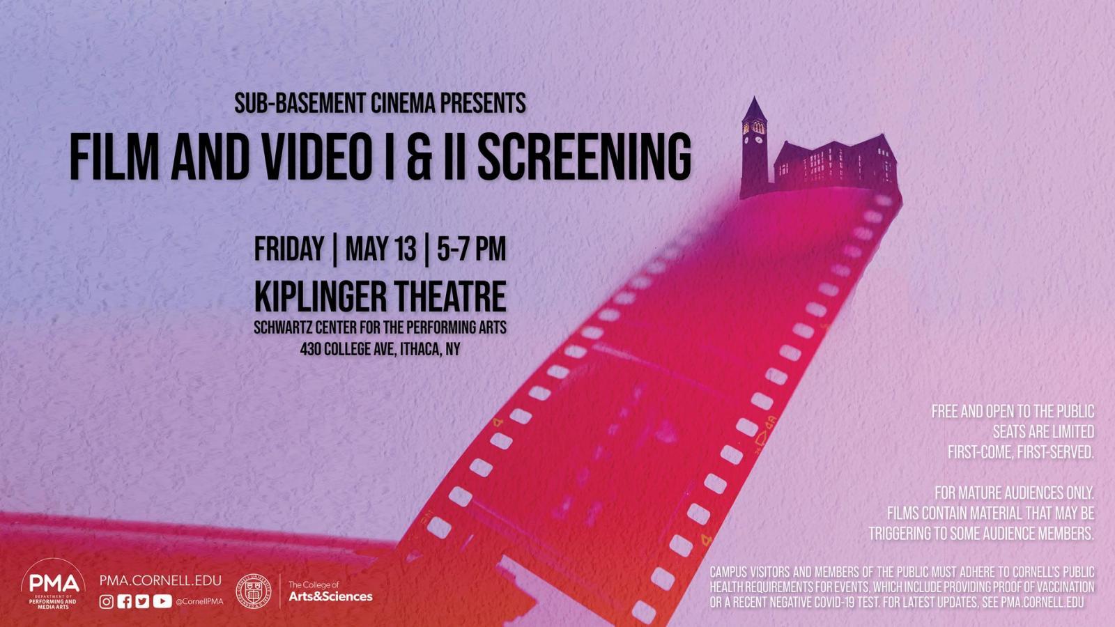 Flyer for Film and Video I & II Screening May 13th