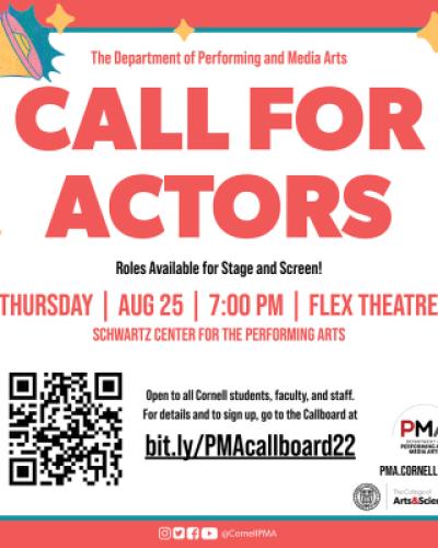 Flyer for PMA's Call for Actors - Fall 2022