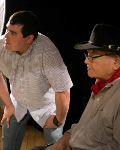 Jeffrey Palmer and N. Scott Momaday on the set of PBS’ American Masters “Words from a Bear” Photo courtesy of Jeffrey Palmer