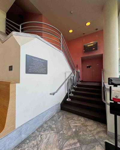 Steps leading into the Kiplinger Theatre on the main floor of the Schwartz Center for the Performing Arts.