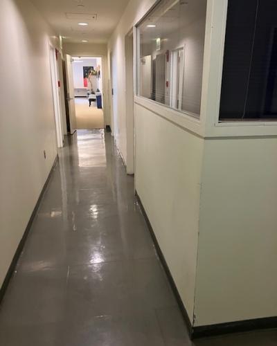 Hallway on the second floor of the Schwartz Center for the Performing Arts leading to Conference Room 220.