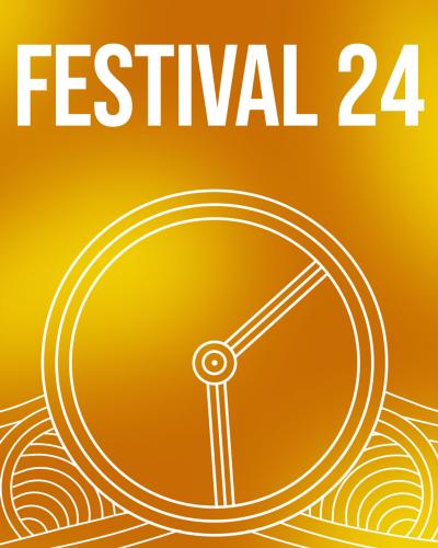 Festival 24 text on a yellow gradient poster