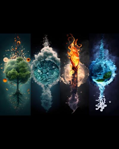 The four elements (earth, air, fire, water)
