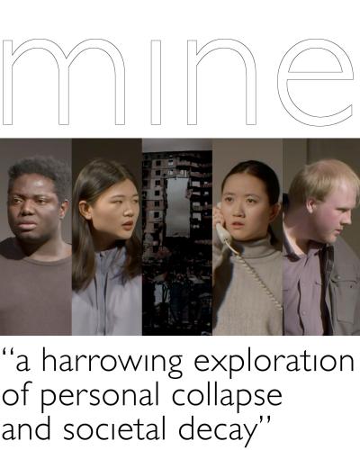 Left to right: Dara Oyaniran ’24, Jianing Zhao ’24, a destroyed Ukrainian building, Yingxi Li ’23, Owen Reynolds ’26. Image provided by Anna Evtushenko.