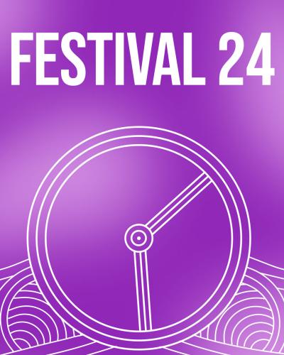 Festival 24 text on a purple gradient poster
