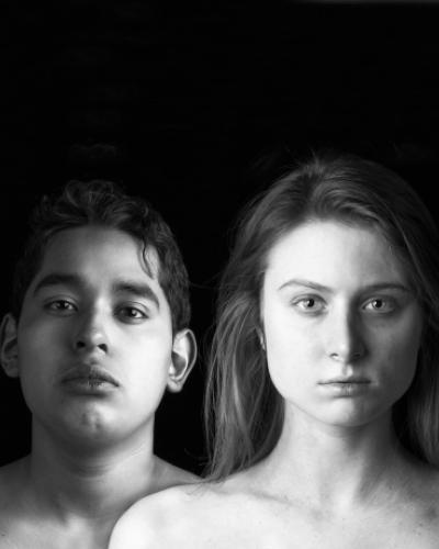 Irving Torres &#039;18 and Molly Karr &#039;18 in black and white